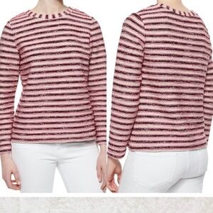 Tory Burch Pink and Black Striped Long Sleeve Tee